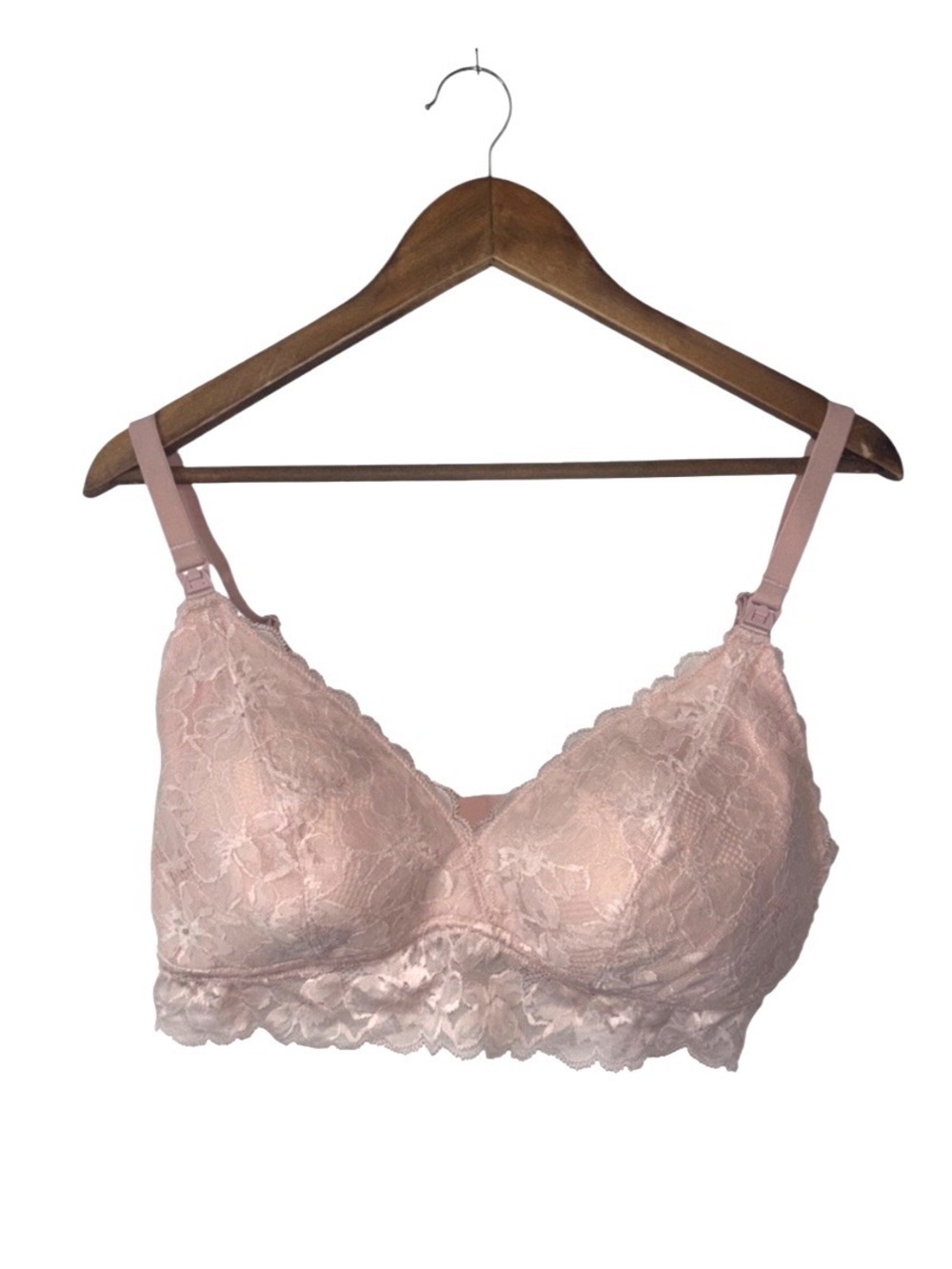 Momanda Pink Nursing Bra Floral Lace Pregnancy Post Partum Size XL